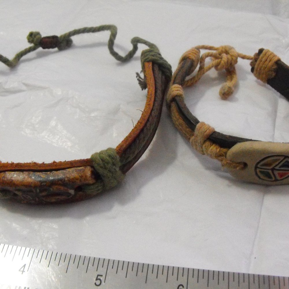 Unisex Adjustable Faux Leather Bracelets Handmade